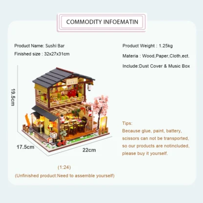 Cutebee Doll House Furniture Miniature Dollhouse DIY Miniature House Japanese architecture Toys for Children - Image 2