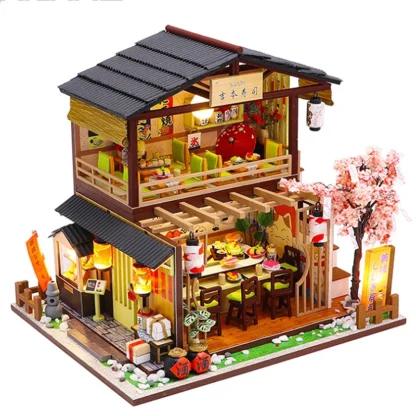 Cutebee Doll House Furniture Miniature Dollhouse DIY Miniature House Japanese architecture Toys for Children