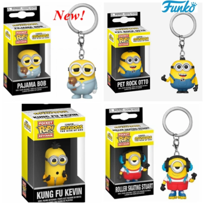 2024 NEW Funko Pop keychain Despicable Minions Me OTTO STUART KEVIN CARL Pajama Bob Agnes Pocket Pop Keychain Vinyl Figure Toys