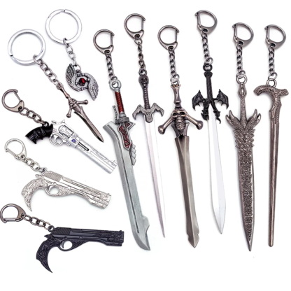 Game DMC Keychain Dante Sword Rebellion Awakening Keyring Nero Red Queen Keychains Revolver Ebony & White Ivory Car Key Ring - Image 2